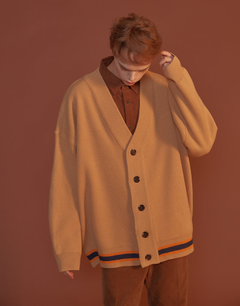 SEVENTEEN JEONGHAN PICK - BLOND9 THREE LINE KNIT CARDIGAN BEIGE - COKODIVE