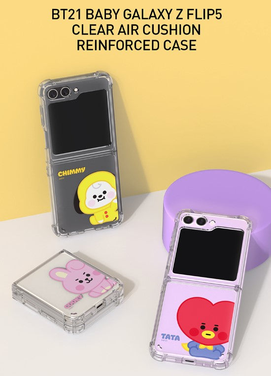 BT21 BABY GALAXY Z FLIP5 CLEAR AIR CUSHION REINFORCED CASE - COKODIVE