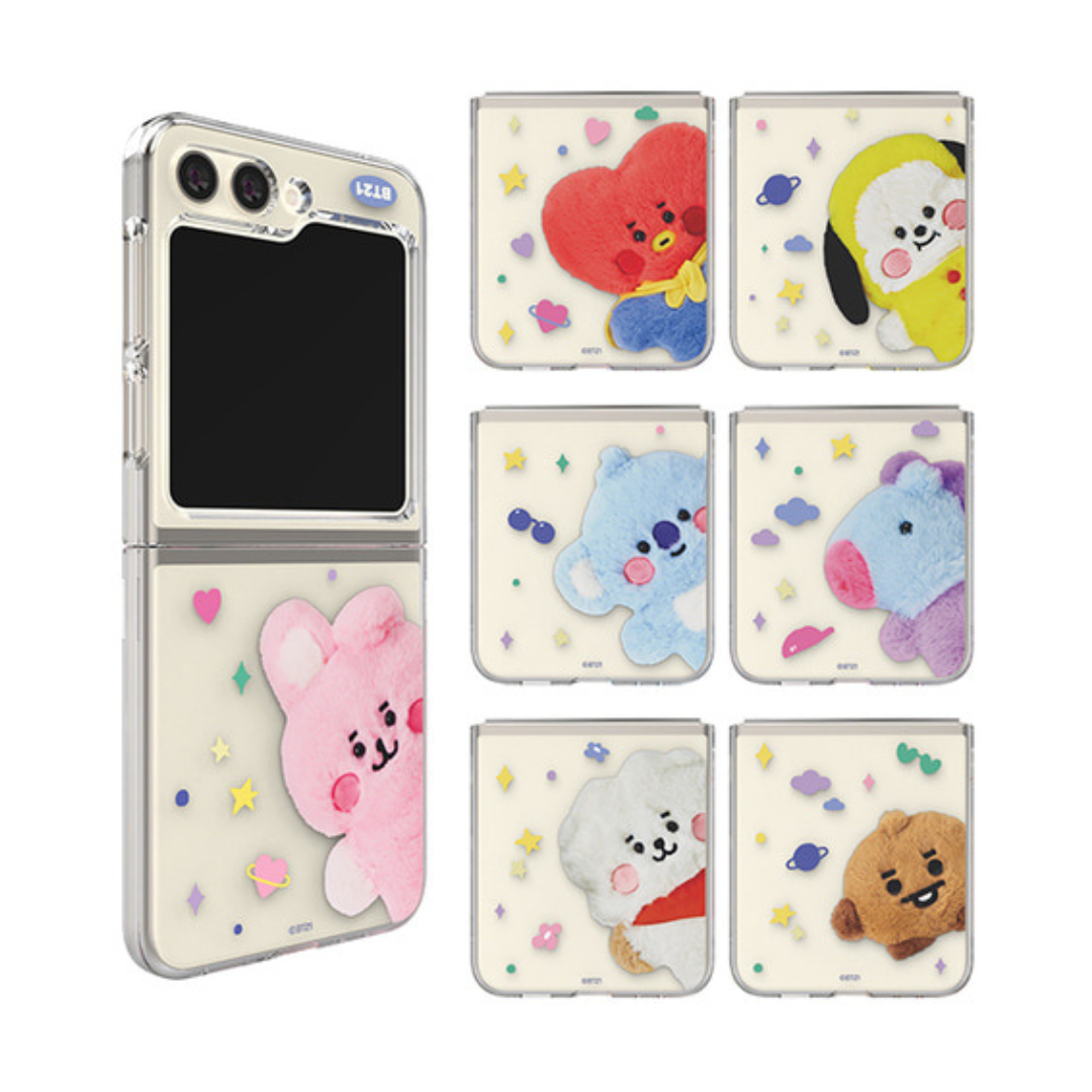 BT21 FLUFFY GALAXY Z FLIP5 CLEAR SLIM CASE - COKODIVE