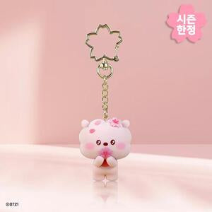 BT21 - CHERRY BLOSSOM LEATHER PATCH FIGURE KEYRING RJ - COKODIVE