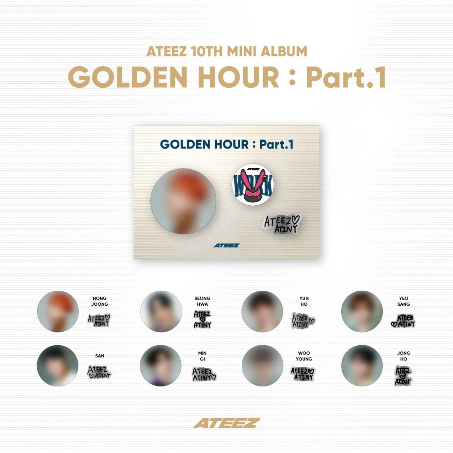 ATEEZ - GOLDEN HOUR : PART.1 OFFICIAL MD BADGE SET - COKODIVE