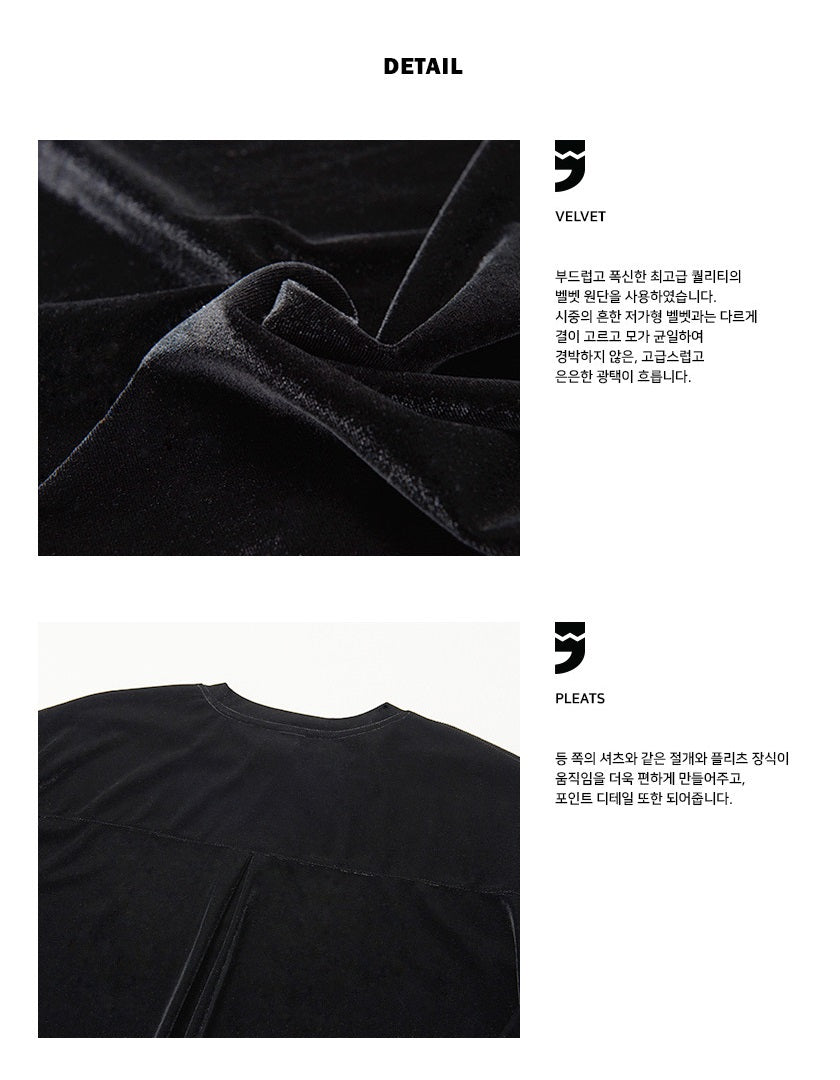 GVG FASHION BTS JUNGKOOK PICK - A NOTHING DROP-SHOULDER VELVET TEE BLACK