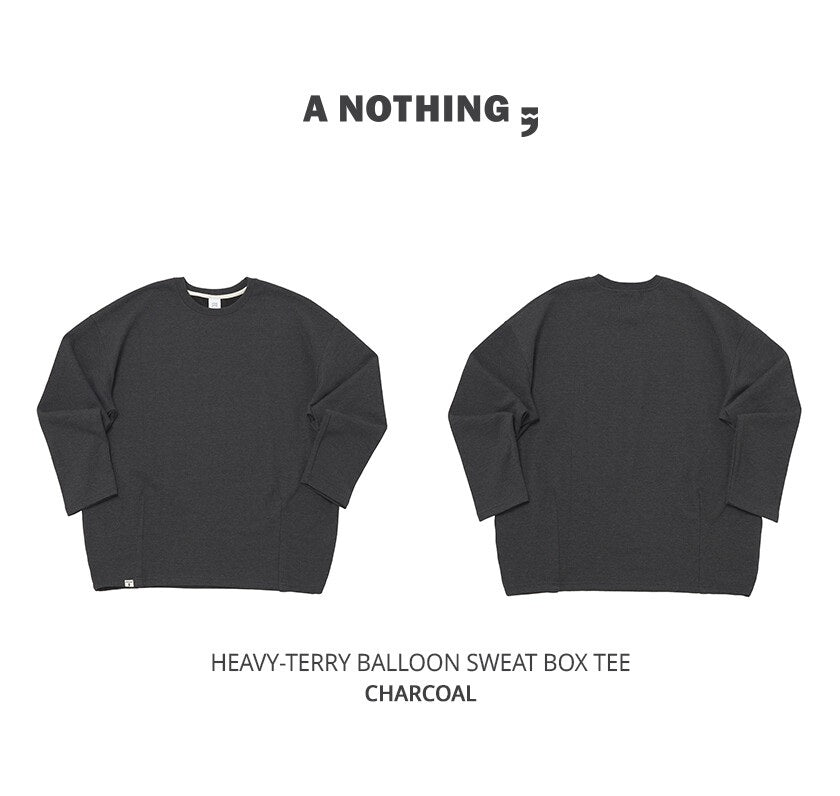 GVG FASHION BTS JUNGKOOK PICK - A NOTHING HEAVY TERRY BALLOON SWEAT BOX TEE CHARCOAL