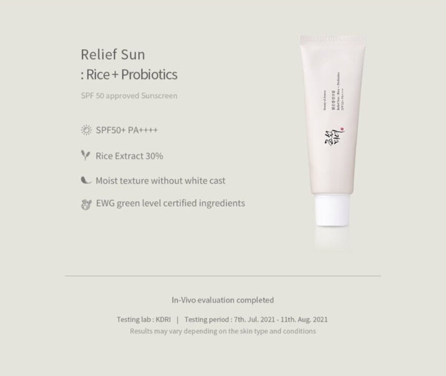 OLIVE YOUNG VINYL BEAUTY OF JOSEON - RELIEF SUN : RICE + PROBIOTICS SPF50+PA++++ DOUBLE PACK