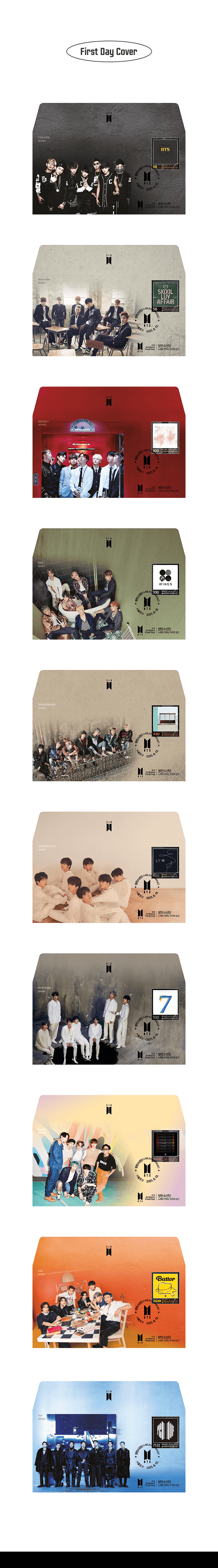 BTS - 10TH ANNIVERSARY POSTAGE STAMP PACKAGE OFFICIAL MD - COKODIVE